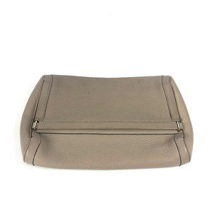 HERMES Gray Leather Clutch Bag